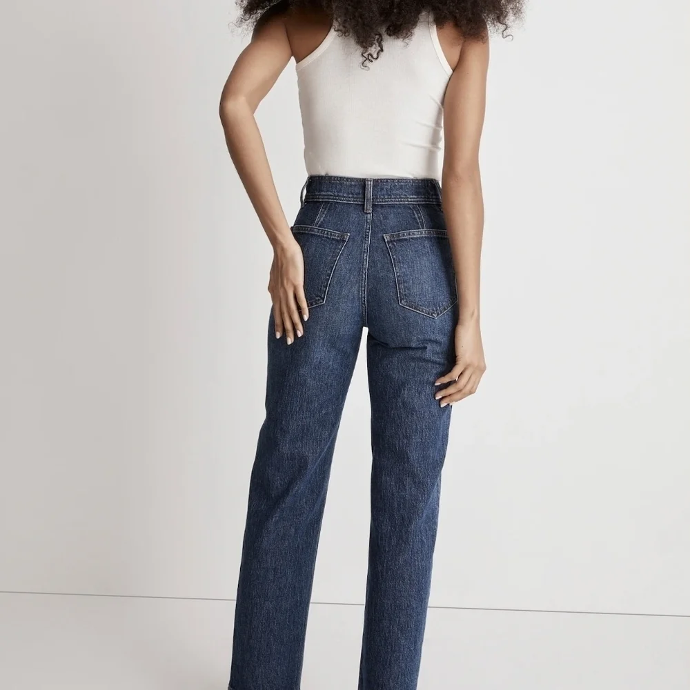 Madewell Perfect Vintage Straight Jeans Size 31 Dark Wash Hemp Blend Premium - Picture 2 of 9